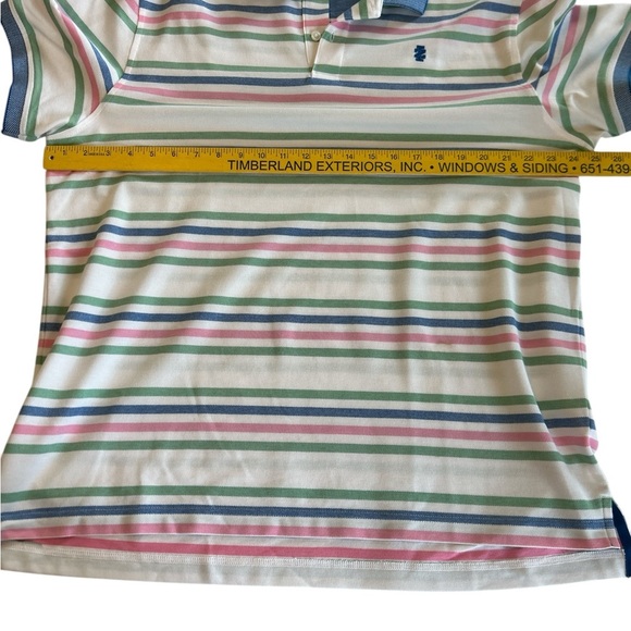 IZOD Advantage Performance Pastel Stripe White Short Sleeve Polo Shirt Men's XL. - Picture 11 of 11